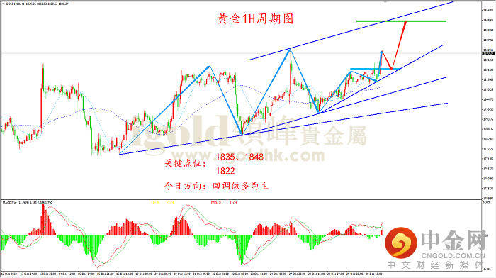 2023年1月3日黄金走势图