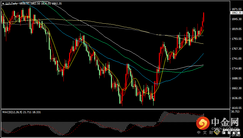 汉声张新才:[1月4日晚评]国际金价延续上涨态势，金价强势突破1860关口